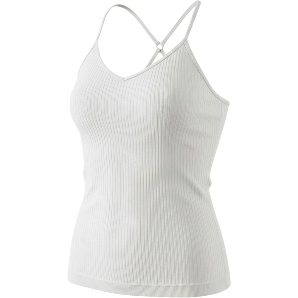 Sweaty Betty Namaste Ribbed Cami Tank Top White Built-in Bra Strappy Yoga Sz M